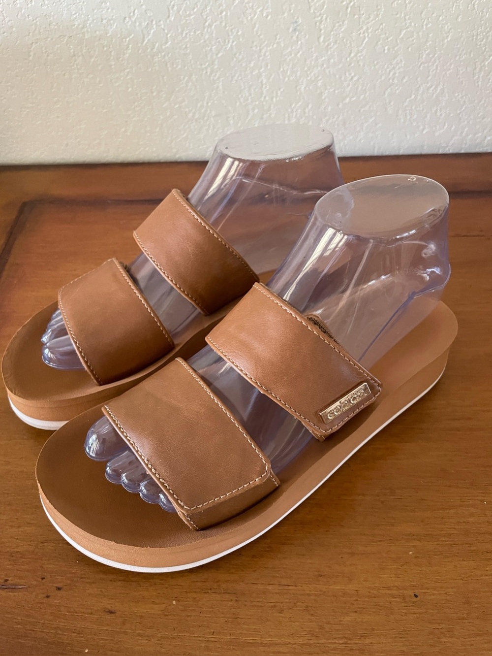 COBIAN Dana Rise Elevated Flatform Style Slide Women's Sz 6 Tan
